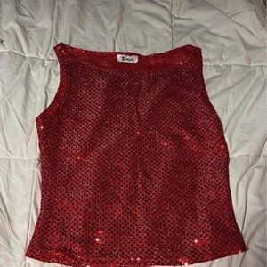 Vintage Red Sequin Women's Top